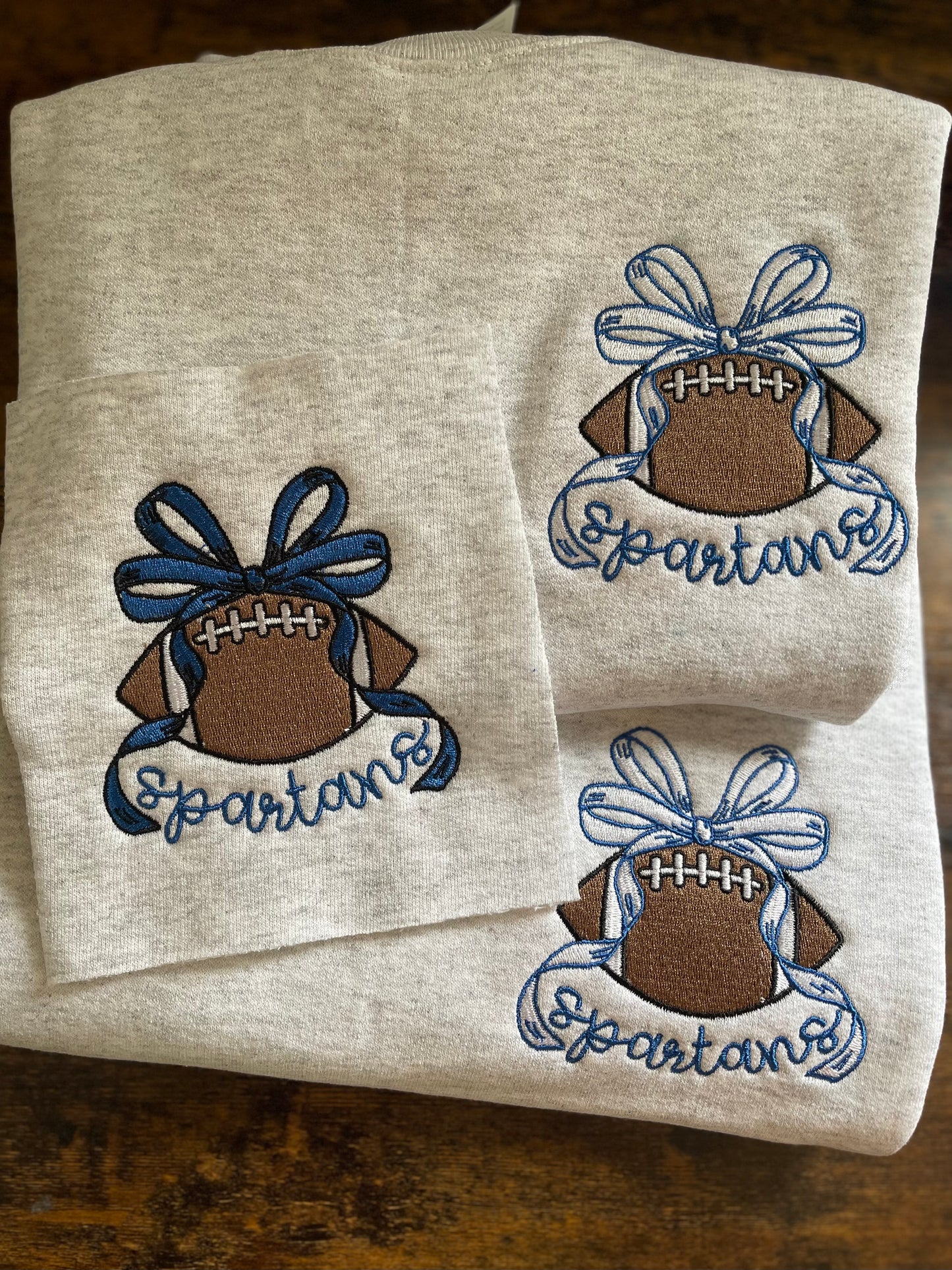 Youth/Adult Filled Football Bow Crewneck