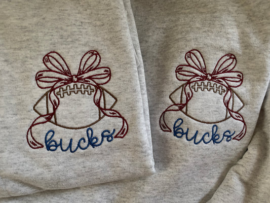 Youth/Adult Football Bow Outline Crewneck