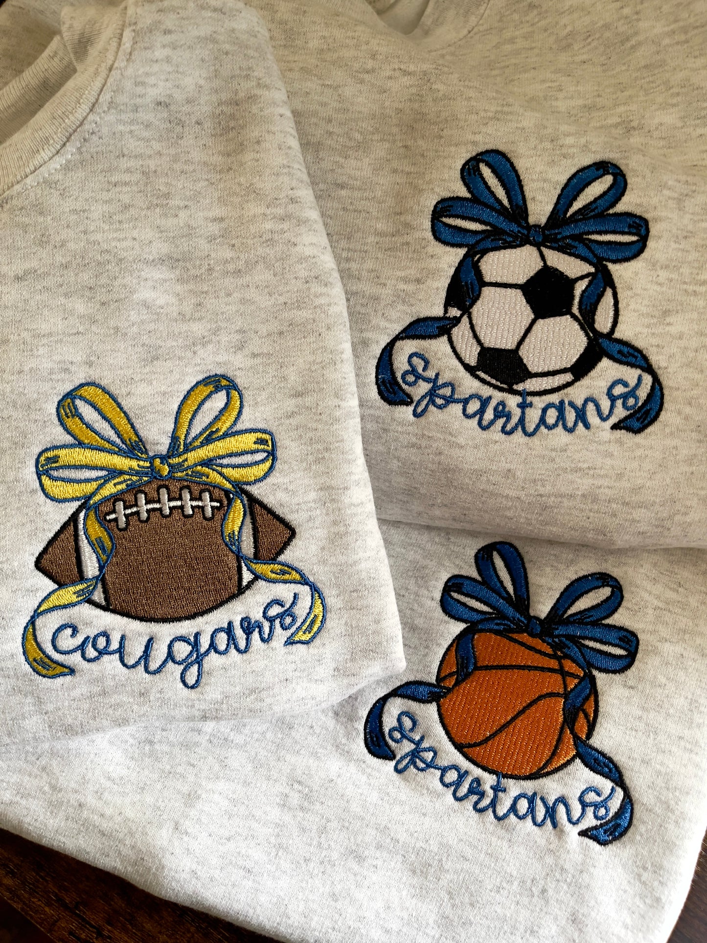 Youth/Adult Filled Football Bow Crewneck